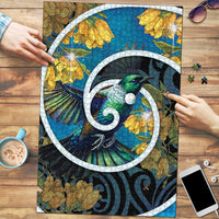 New Zealand Tui Bird Puzzle Maori Koru With Kowhai Flowers