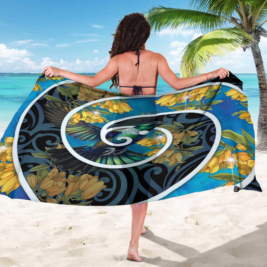 New Zealand Tui Bird Sarong Maori Koru With Kowhai Flowers LT05 - Polynesian Pride