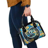 New Zealand Tui Bird Shoulder Handbag Maori Koru With Kowhai Flowers LT05 - Polynesian Pride
