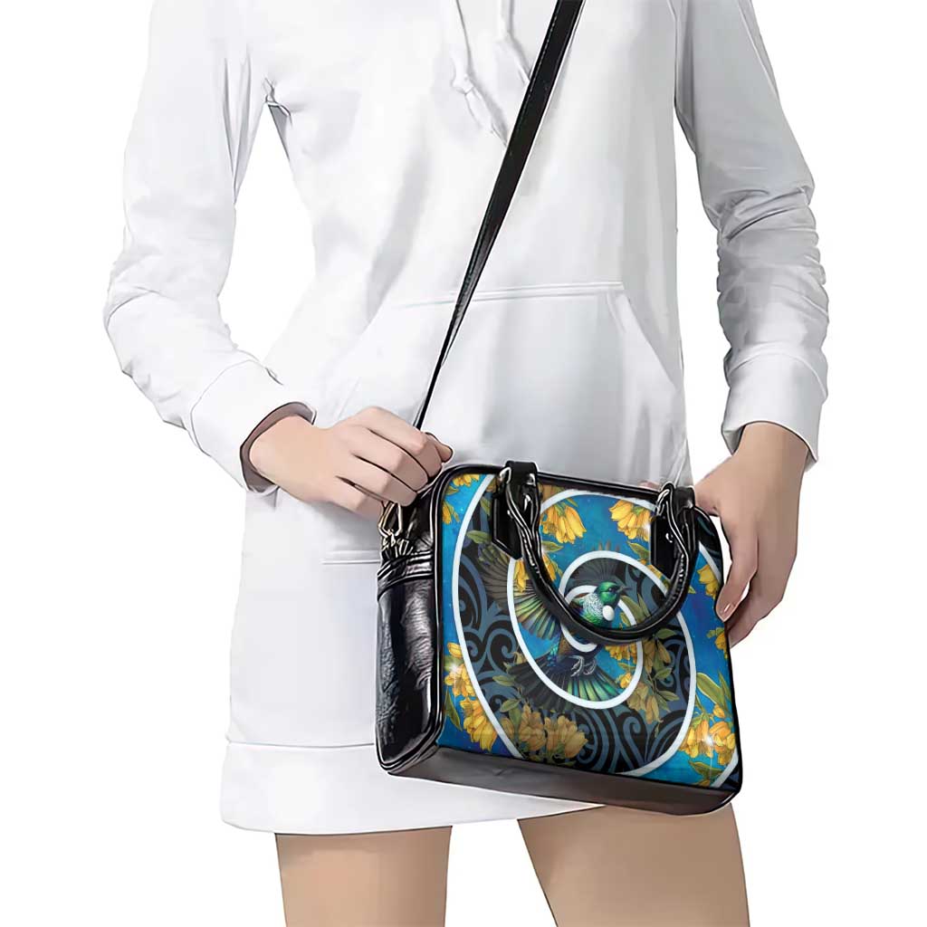 New Zealand Tui Bird Shoulder Handbag Maori Koru With Kowhai Flowers LT05 - Polynesian Pride