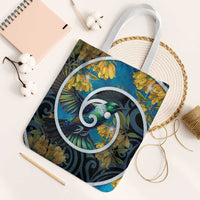 New Zealand Tui Bird Tote Bag Maori Koru With Kowhai Flowers