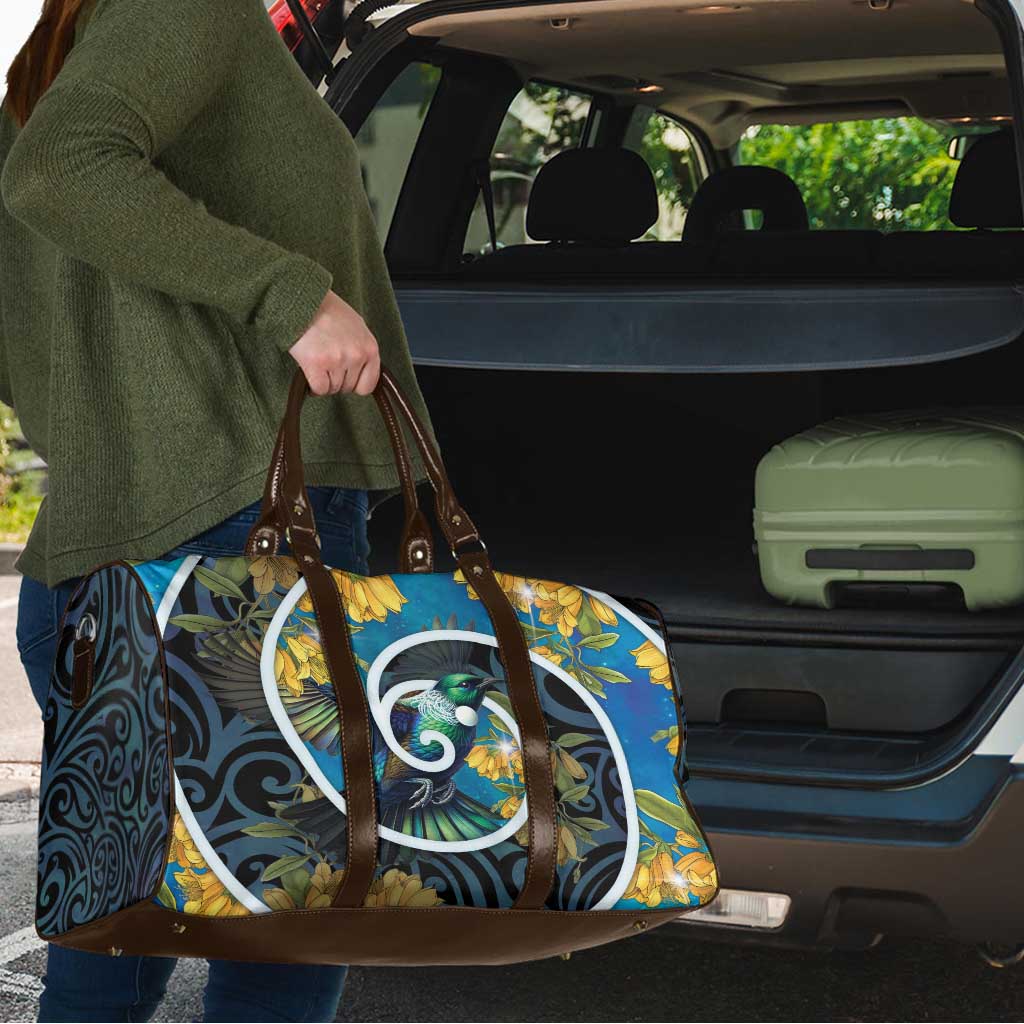 New Zealand Tui Bird Travel Bag Maori Koru With Kowhai Flowers