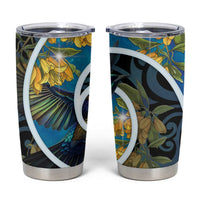 New Zealand Tui Bird Tumbler Cup Maori Koru With Kowhai Flowers