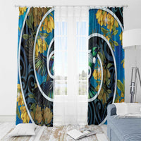 New Zealand Tui Bird Window Curtain Maori Koru With Kowhai Flowers