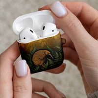 New Zealand Kiwi Bird AirPods Case Silver Fern Mix Maori Pattern
