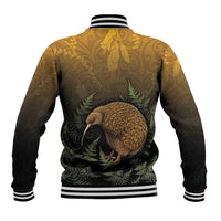 New Zealand Kiwi Bird Baseball Jacket Silver Fern Mix Maori Pattern