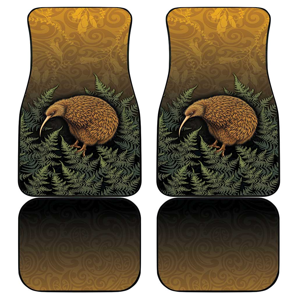 New Zealand Kiwi Bird Car Mats Silver Fern Mix Maori Pattern LT05 - Polynesian Pride