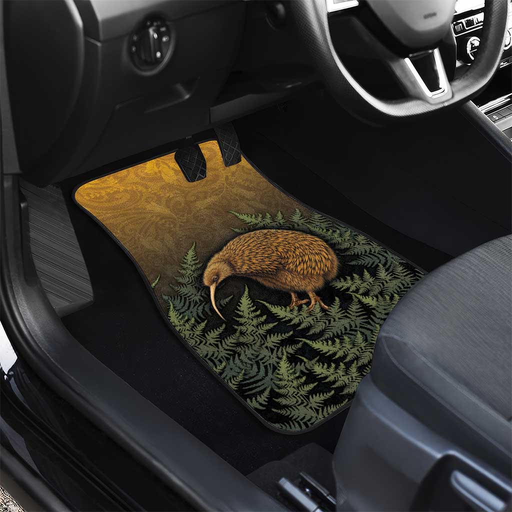 New Zealand Kiwi Bird Car Mats Silver Fern Mix Maori Pattern LT05 - Polynesian Pride
