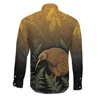New Zealand Kiwi Bird Family Matching Long Sleeve Bodycon Dress and Hawaiian Shirt Silver Fern Mix Maori Pattern