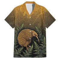 New Zealand Kiwi Bird Family Matching Off The Shoulder Long Sleeve Dress and Hawaiian Shirt Silver Fern Mix Maori Pattern