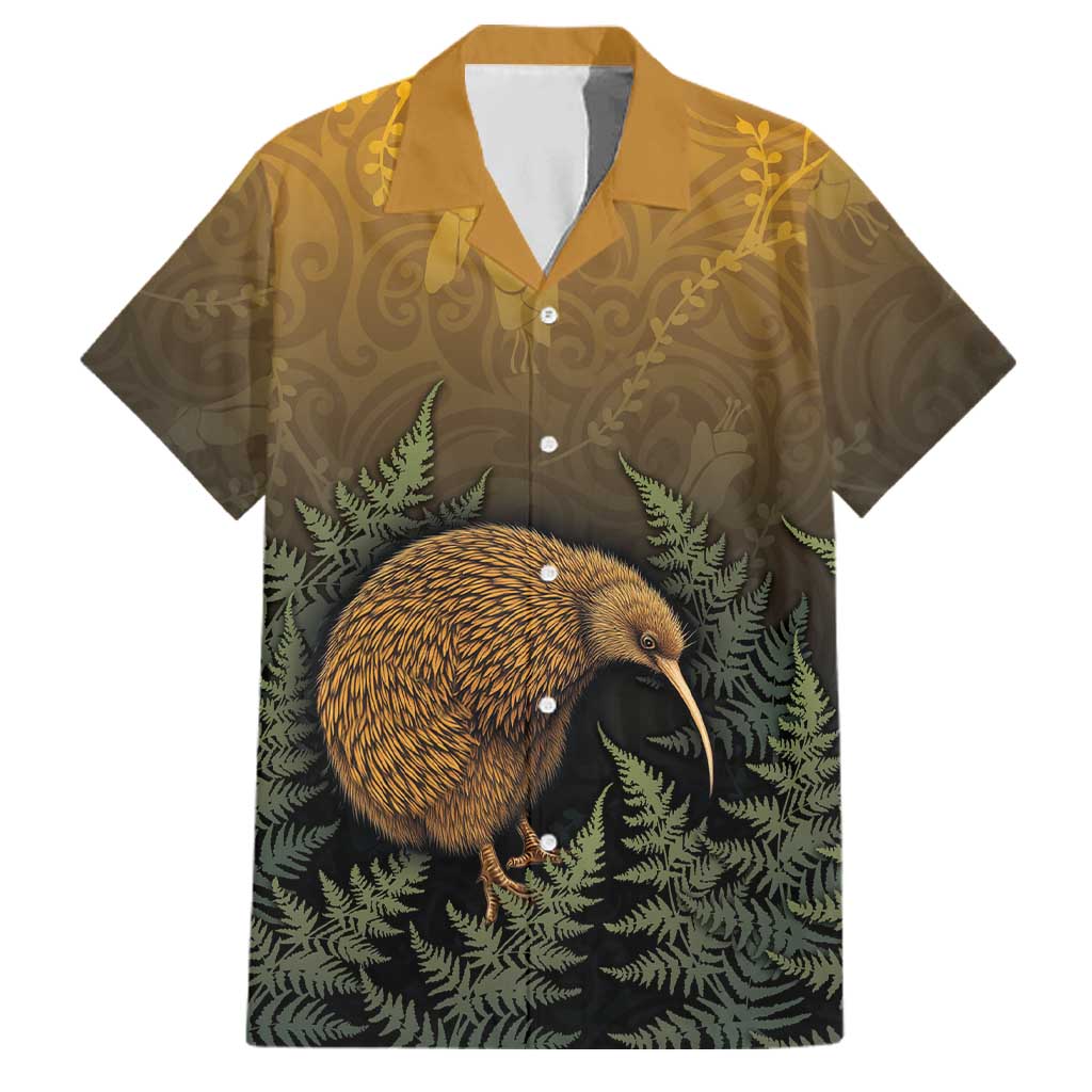 New Zealand Kiwi Bird Family Matching Off Shoulder Maxi Dress and Hawaiian Shirt Silver Fern Mix Maori Pattern