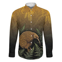 New Zealand Kiwi Bird Family Matching Off Shoulder Maxi Dress and Hawaiian Shirt Silver Fern Mix Maori Pattern