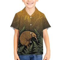 New Zealand Kiwi Bird Family Matching Off Shoulder Maxi Dress and Hawaiian Shirt Silver Fern Mix Maori Pattern