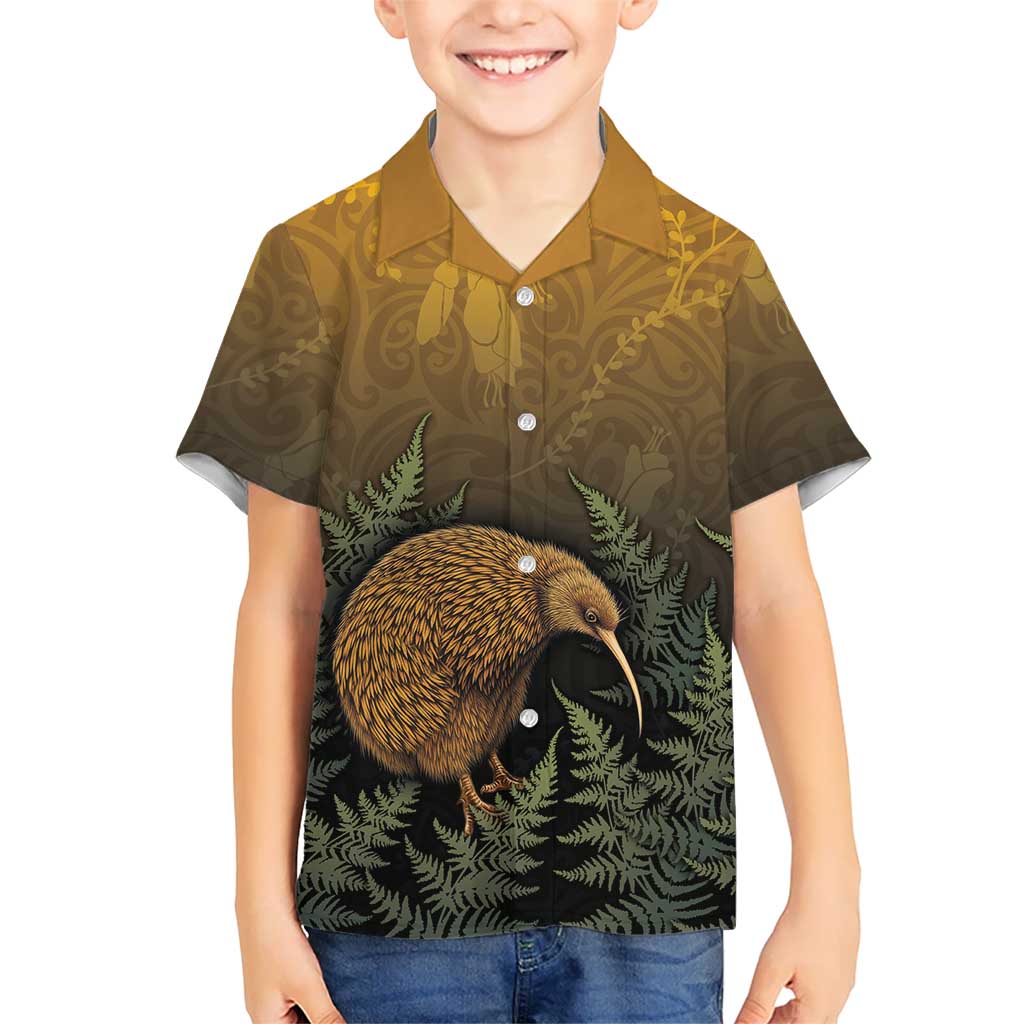 New Zealand Kiwi Bird Family Matching Summer Maxi Dress and Hawaiian Shirt Silver Fern Mix Maori Pattern