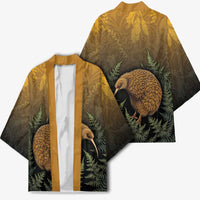 New Zealand Kiwi Bird Kimono Silver Fern Mix Maori Pattern LT05 - Polynesian Pride