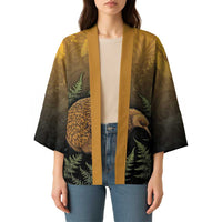 New Zealand Kiwi Bird Kimono Silver Fern Mix Maori Pattern LT05 - Polynesian Pride