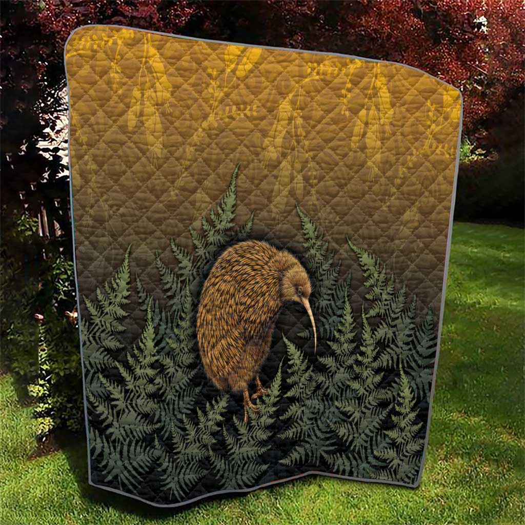 New Zealand Kiwi Bird Quilt Silver Fern Mix Maori Pattern LT05 - Polynesian Pride