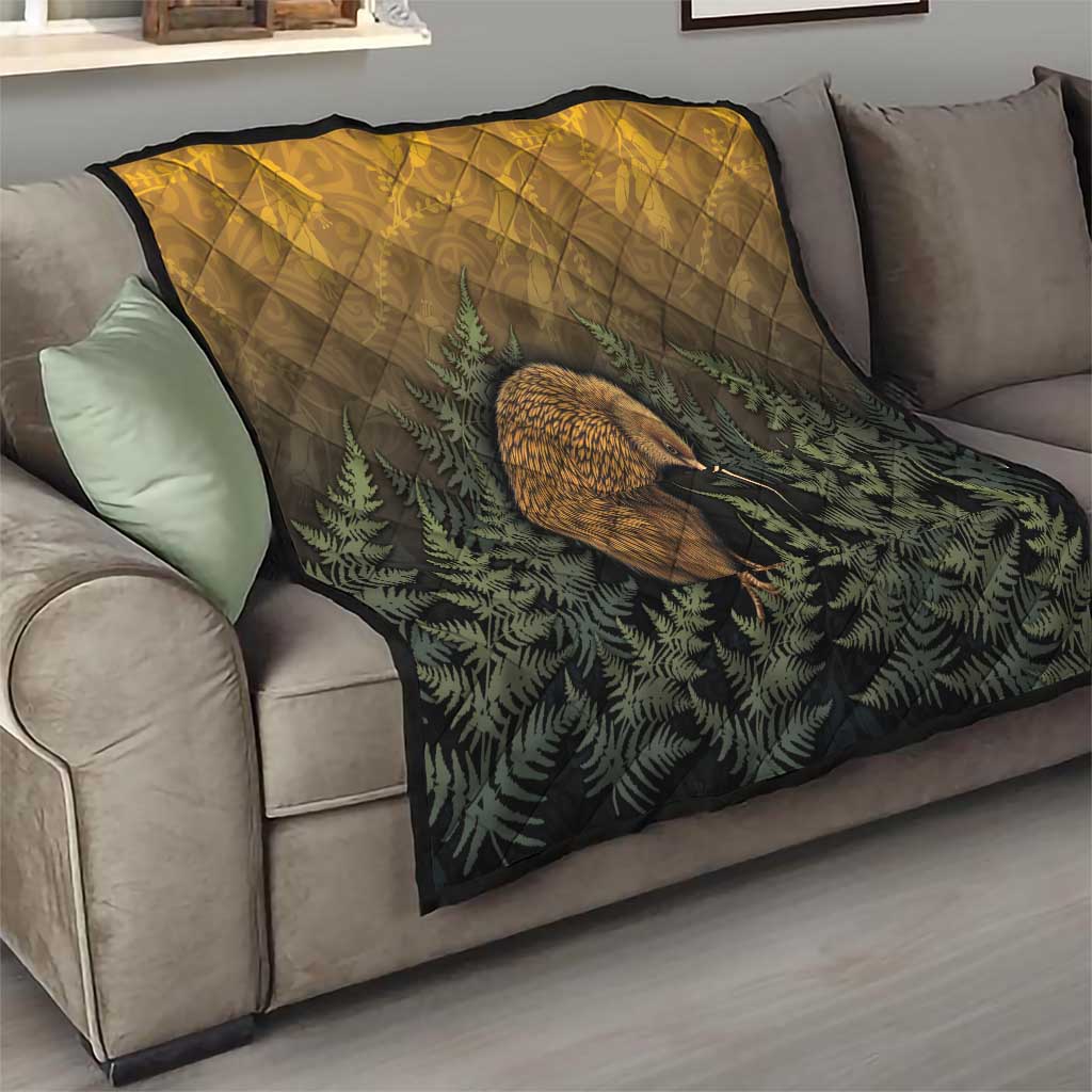 New Zealand Kiwi Bird Quilt Silver Fern Mix Maori Pattern LT05 - Polynesian Pride