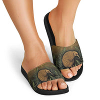 New Zealand Kiwi Bird Slide Sandals Silver Fern Mix Maori Pattern LT05 - Polynesian Pride
