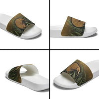 New Zealand Kiwi Bird Slide Sandals Silver Fern Mix Maori Pattern LT05 - Polynesian Pride