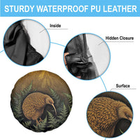 New Zealand Kiwi Bird Spare Tire Cover Silver Fern Mix Maori Pattern