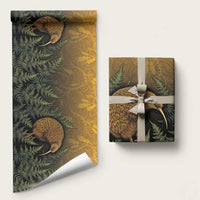 New Zealand Kiwi Bird Wrapping Paper Silver Fern Mix Maori Pattern LT05 58" × 23" Brown - Polynesian Pride