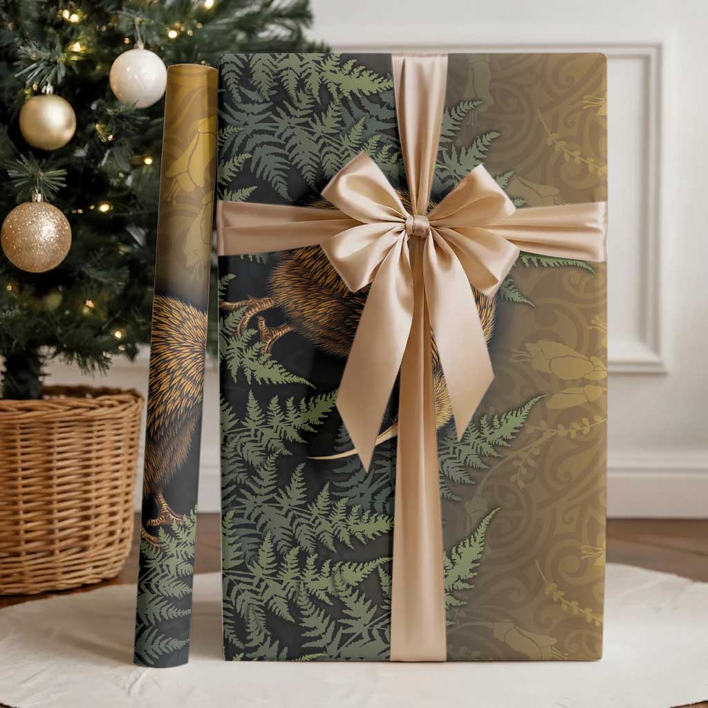 New Zealand Kiwi Bird Wrapping Paper Silver Fern Mix Maori Pattern LT05 - Polynesian Pride