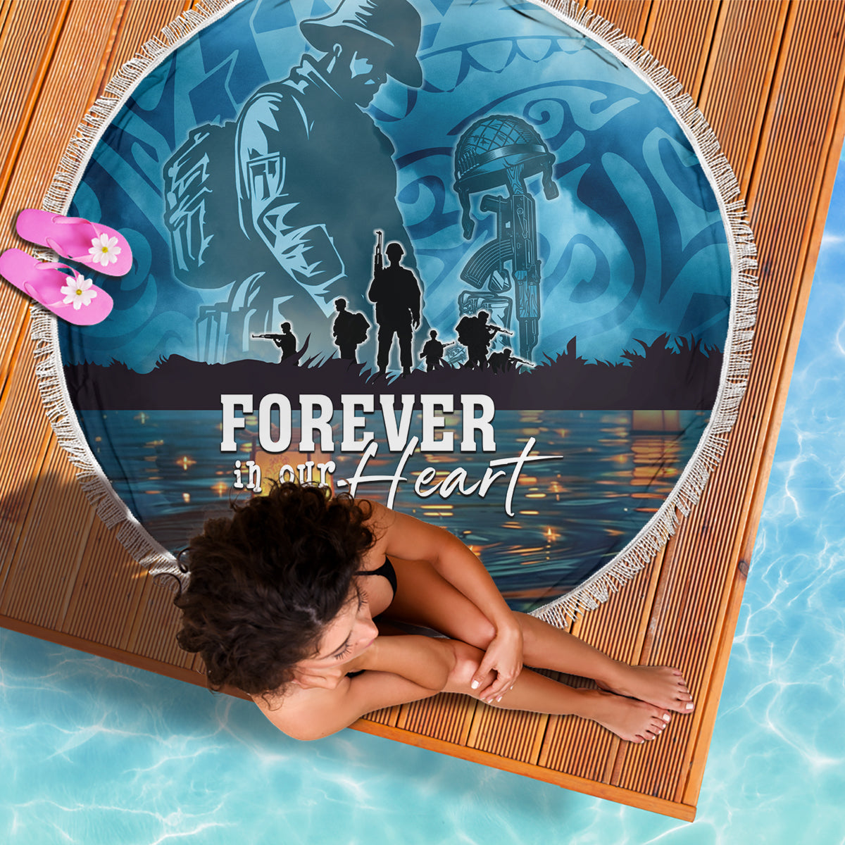 Hawaii Memorial Day Lantern Floating Beach Blanket Always In Our Hearts