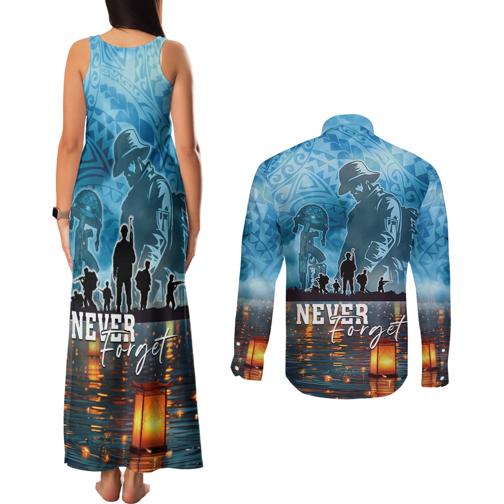 Hawaii Memorial Day Lantern Floating Couples Matching Tank Maxi Dress and Long Sleeve Button Shirt Always In Our Hearts