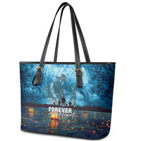 Hawaii Memorial Day Lantern Floating Leather Tote Bag Always In Our Hearts