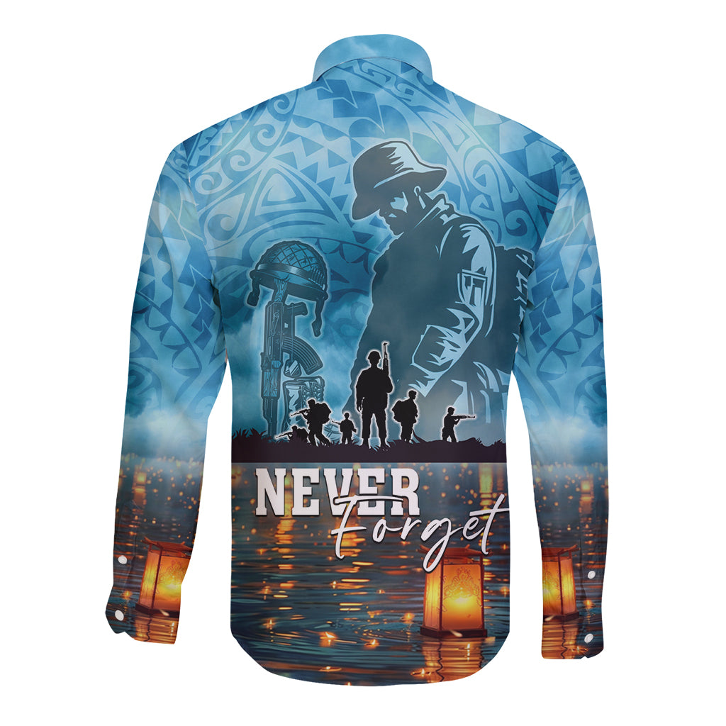 Hawaii Memorial Day Lantern Floating Long Sleeve Button Shirt Always In Our Hearts LT05 - Polynesian Pride