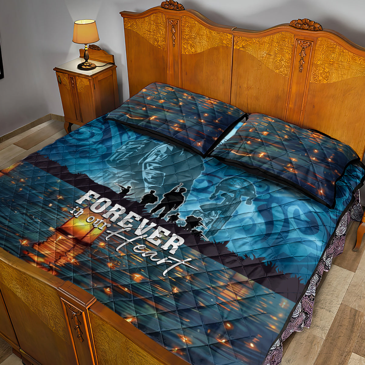 Hawaii Memorial Day Lantern Floating Quilt Bed Set Always In Our Hearts