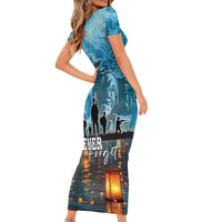 Hawaii Memorial Day Lantern Floating Short Sleeve Bodycon Dress Always In Our Hearts
