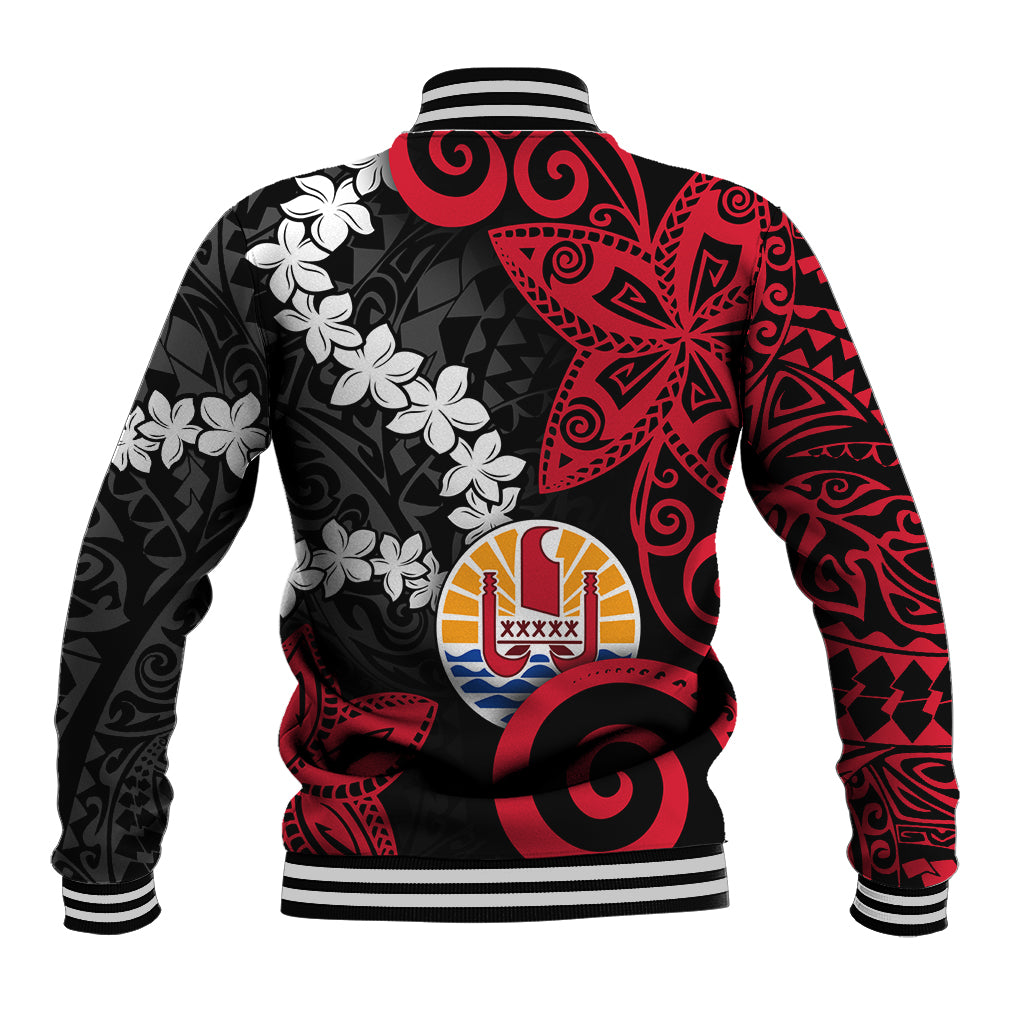 Tahiti Heiva Festival Baseball Jacket Floral Pattern With Coat Of Arms LT05 - Polynesian Pride