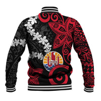 Tahiti Heiva Festival Baseball Jacket Floral Pattern With Coat Of Arms LT05 - Polynesian Pride