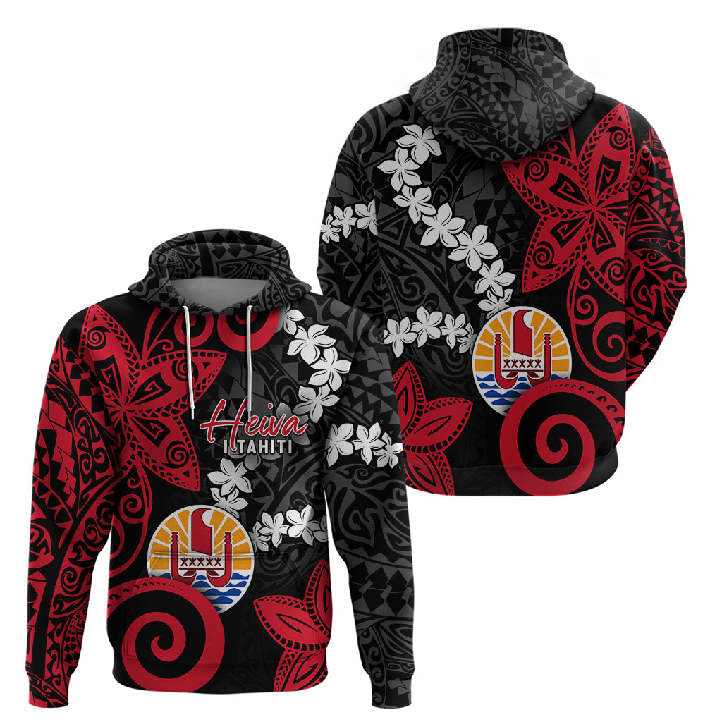 Tahiti Heiva Festival Hoodie Floral Pattern With Coat Of Arms LT05 - Polynesian Pride