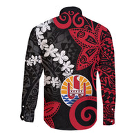Tahiti Heiva Festival Long Sleeve Button Shirt Floral Pattern With Coat Of Arms LT05 - Polynesian Pride