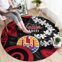 Tahiti Heiva Festival Round Carpet Floral Pattern With Coat Of Arms LT05 - Polynesian Pride