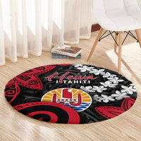 Tahiti Heiva Festival Round Carpet Floral Pattern With Coat Of Arms LT05 - Polynesian Pride