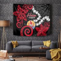 Tahiti Heiva Festival Tapestry Floral Pattern With Coat Of Arms LT05 - Polynesian Pride