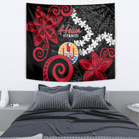 Tahiti Heiva Festival Tapestry Floral Pattern With Coat Of Arms LT05 - Polynesian Pride