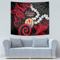 Tahiti Heiva Festival Tapestry Floral Pattern With Coat Of Arms LT05 - Polynesian Pride