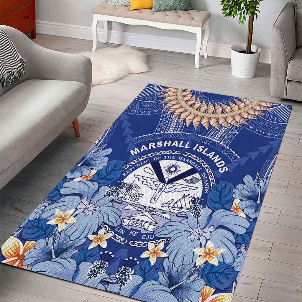 Marshall Islands Jemenei Day Area Rug Polynesian Tribal Tattoo Seashell Necklace