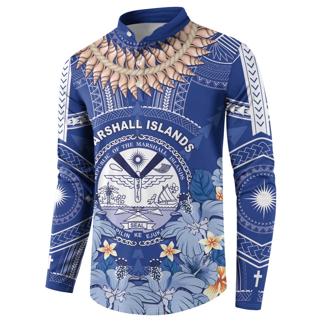 Marshall Islands Jemenei Day Button Sweatshirt Polynesian Tribal Tattoo Seashell Necklace