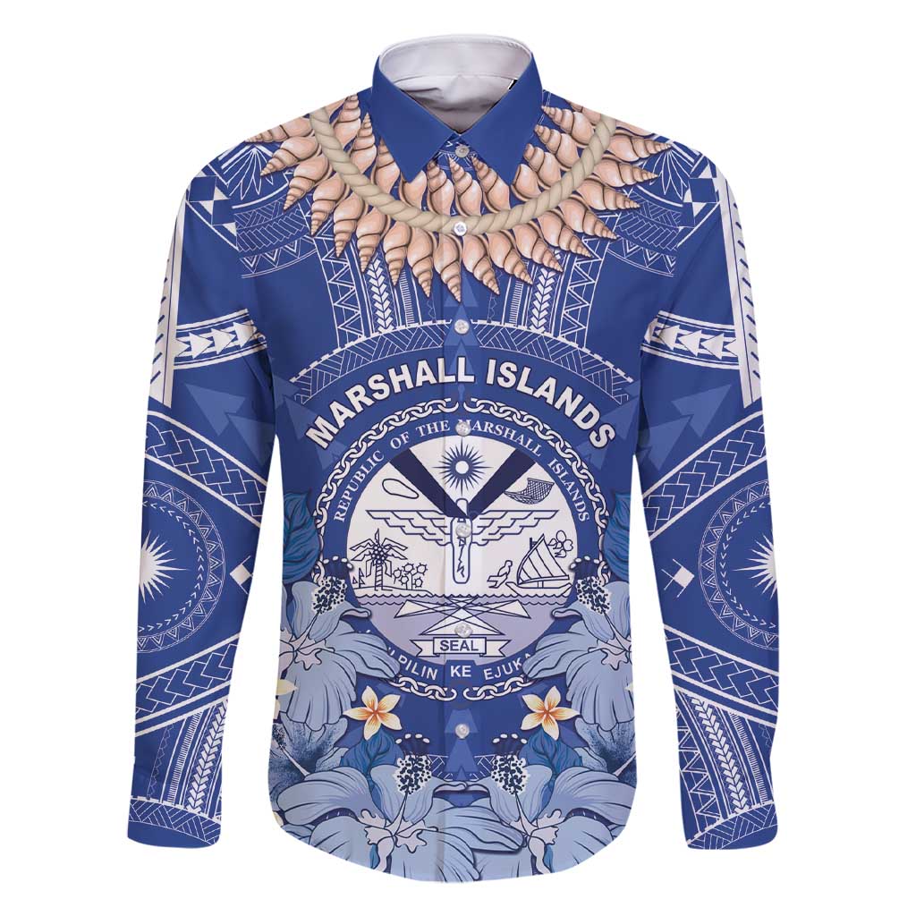 Marshall Islands Jemenei Day Family Matching Short Sleeve Bodycon Dress and Hawaiian Shirt Polynesian Tribal Tattoo Seashell Necklace