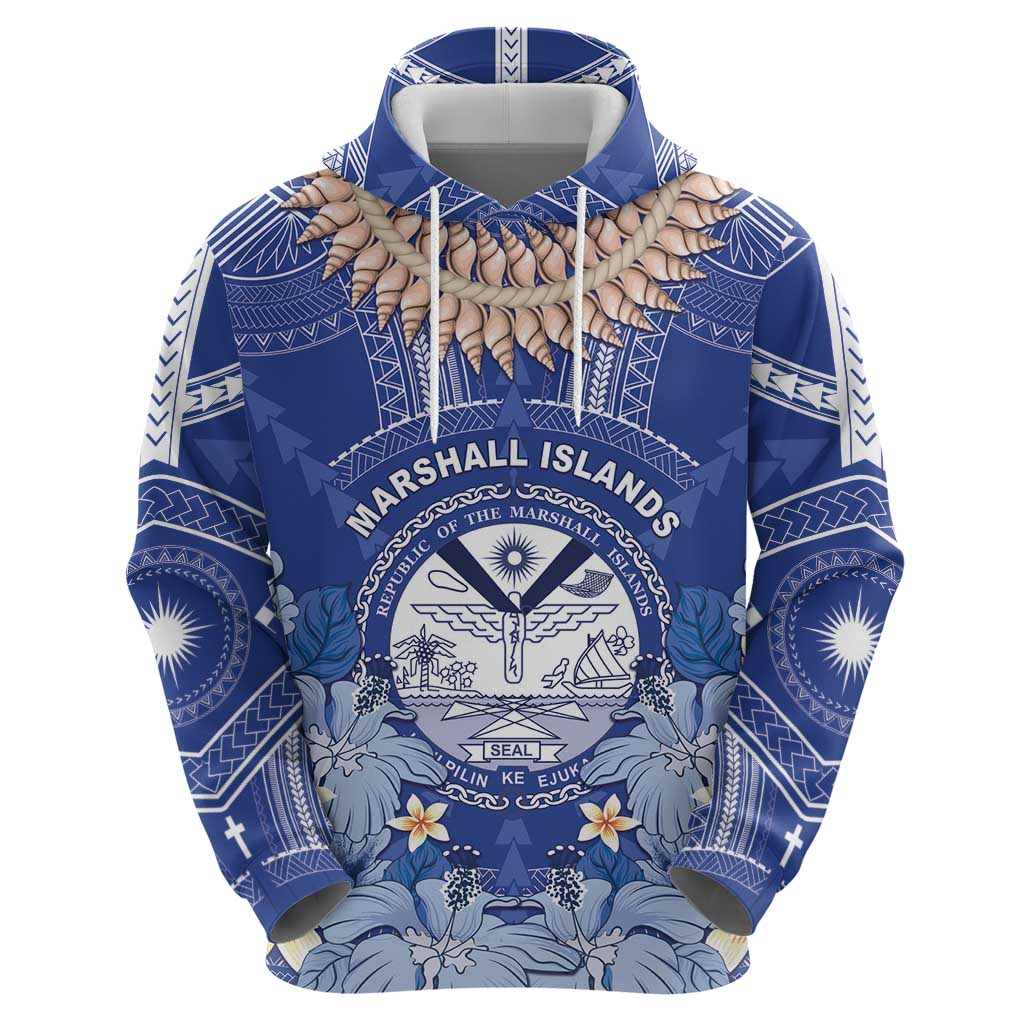 Marshall Islands Jemenei Day Hoodie Polynesian Tribal Tattoo Seashell Necklace