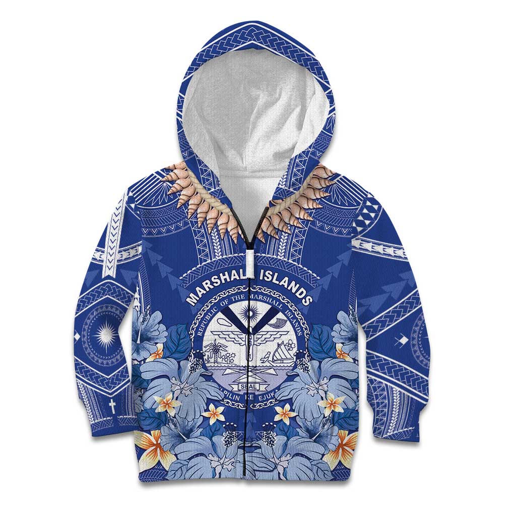 Marshall Islands Jemenei Day Kid Hoodie Polynesian Tribal Tattoo Seashell Necklace