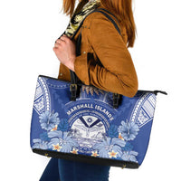 Marshall Islands Jemenei Day Leather Tote Bag Polynesian Tribal Tattoo Seashell Necklace