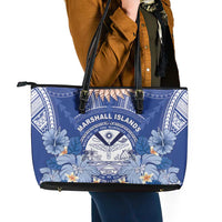 Marshall Islands Jemenei Day Leather Tote Bag Polynesian Tribal Tattoo Seashell Necklace