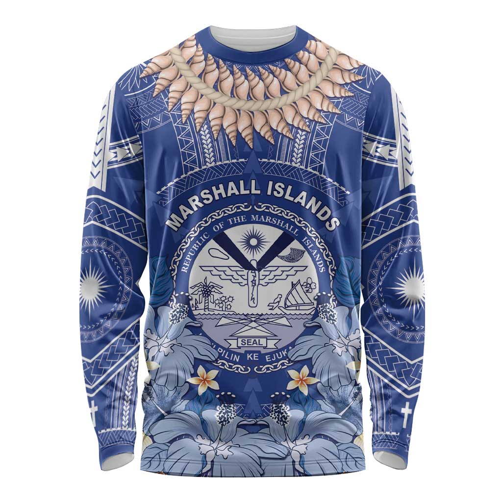 Marshall Islands Jemenei Day Long Sleeve Shirt Polynesian Tribal Tattoo Seashell Necklace